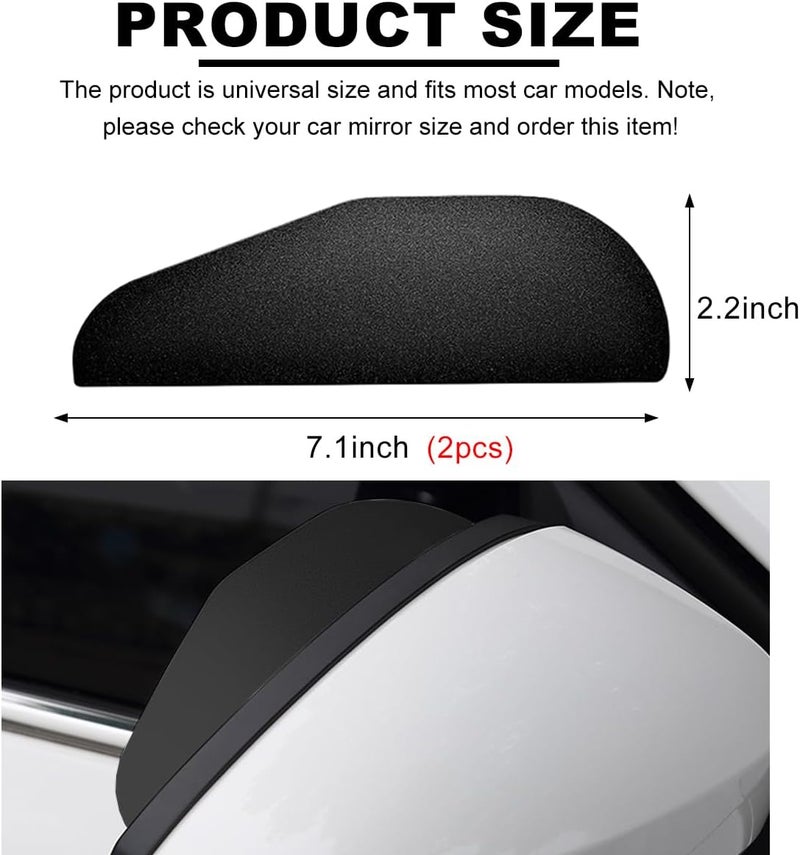 Wevdn 2 PCS Mirror Rain Visor Eyebrow, Waterproof PVC Auto Exterior Rear View Mirror Rain Visor Guard, Rainproof Side Mirror Rain Visor Eyebrow Cover for SUV Truck, Car Accessories (Aluminum Black) - Image 2